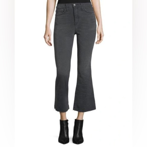 Current/elliott Women’s Jeans charcoal Size 23 Raw-hem Bootcut Ankle Crop Jeans - Picture 1 of 9